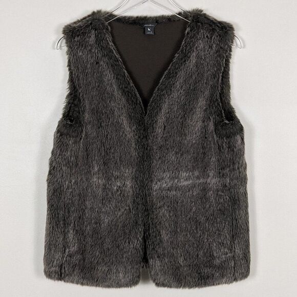 Eddie Bauer Brown Faux Fur Vest Women's Small - Picture 2 of 7